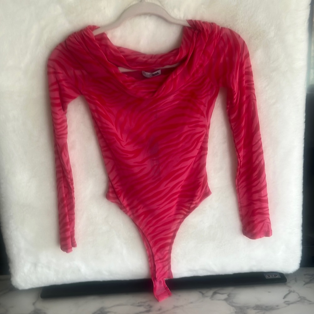 Striking pink and red bodysuit